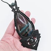 Украшения handmade. Livemaster - original item Necklace Jasper Pendant Neck Pendant Natural Stone Dark Green Leaf. Handmade.