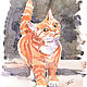 Watercolor painting cat ginger, Pictures, Penza,  Фото №1