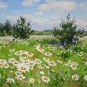 Картина маслом "Южный дворик" летний пейзаж