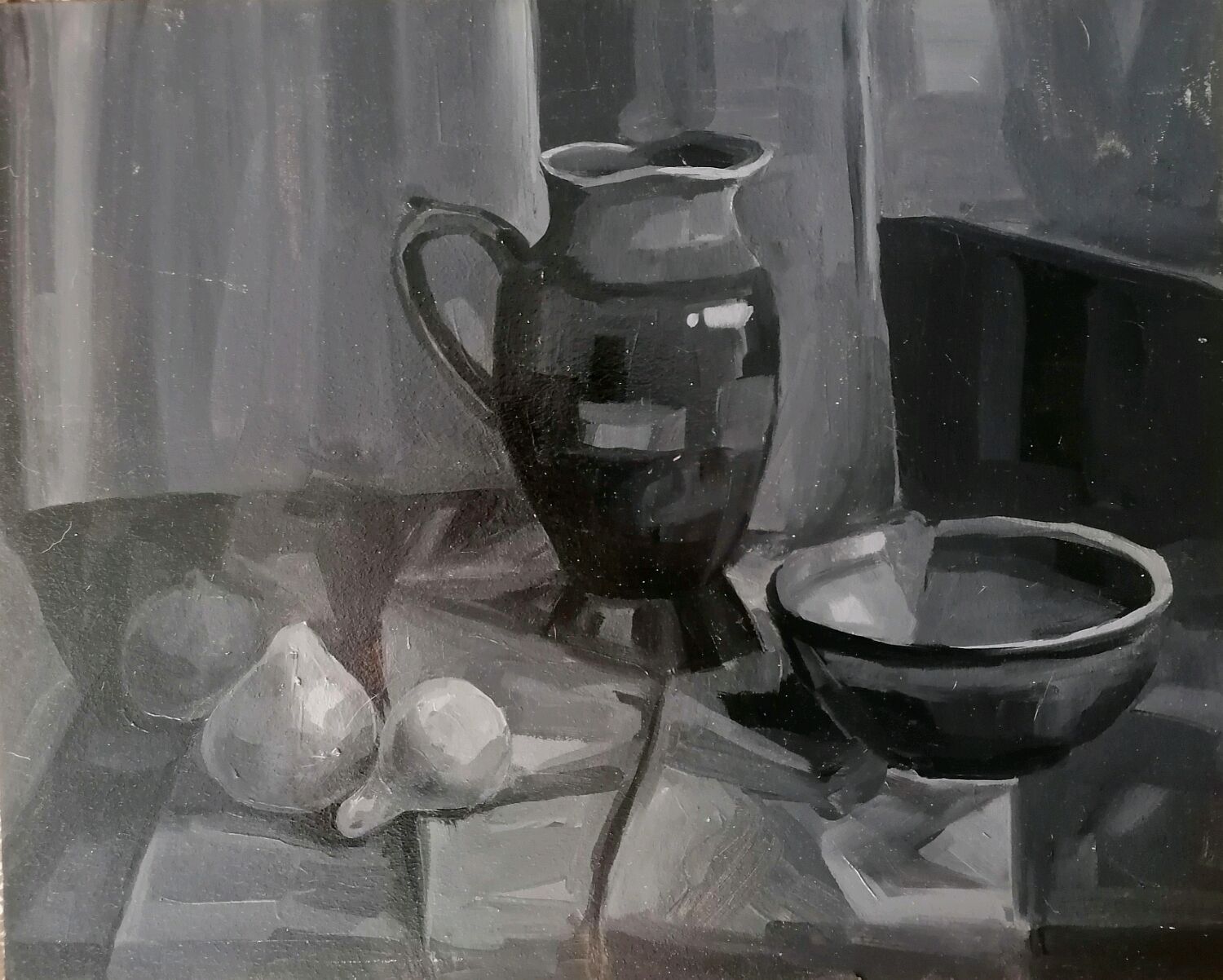 Чёрно-белая картина маслом. Натюрморт в интернет-магазине Ярмарка ...