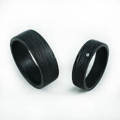Украшения handmade. Livemaster - original item Carbon Waves Black Rings. Handmade.