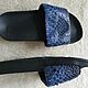 Outdoor flip-flops made of python skin, blue, Flip flops, Moscow,  Фото №1