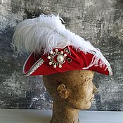 Аксессуары handmade. Livemaster - original item Red Tricorn hat 