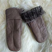 Аксессуары handmade. Livemaster - original item Women`s leather mittens on sheepskin. Handmade.