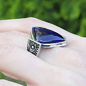 Украшения handmade. Livemaster - original item Ethnic Avant-garde ring made of sapphire and 925 silver HB0096. Handmade.