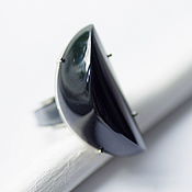 Украшения handmade. Livemaster - original item A ring with a large schorl Black moon, silver. Handmade.