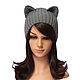 Hat with ears Cat ladies knitted elastic band. Realistic ears. Caps. Space Cat Knitting. My Livemaster. Фото №4