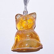 Украшения handmade. Livemaster - original item Cat pendant made of amber.. Handmade.