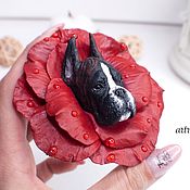 Украшения handmade. Livemaster - original item Brooches with dogs in flowers. Handmade.