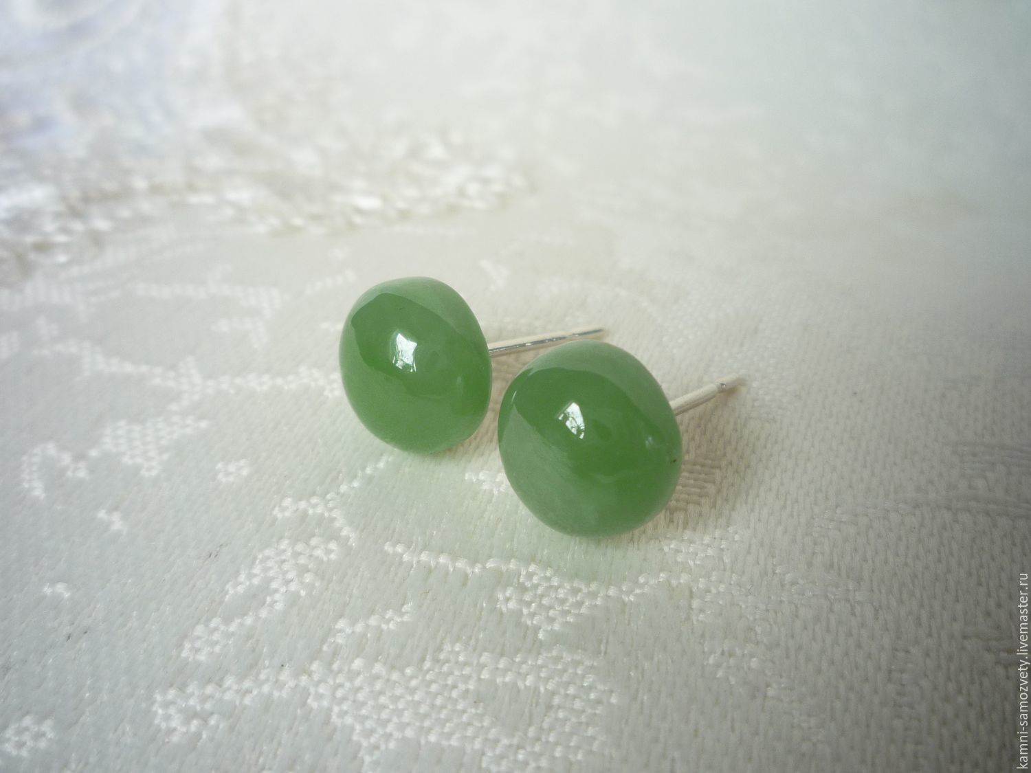 Studs Of Jade Online On Livemaster With Shipping 9mllpcom Earrings Handmade Livemaster Studs Of Jade