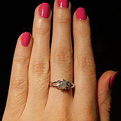 Silver ring. Garnet. Boho style. Size 18.5