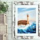 Painting lighthouse sea storm. Painting as a gift seascape, Pictures, Moscow,  Фото №1