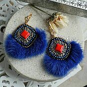 Украшения handmade. Livemaster - original item Mink blue Earrings with coral 
