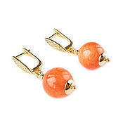 Украшения handmade. Livemaster - original item Orange earrings with jade 