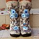 Boots in stock and to order, on the sole of ' Blue roses', Felt boots, Cheboksary,  Фото №1