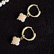 Hoop earrings: Gold-plated earrings rings with clover pendants, Congo earrings, Novosibirsk,  Фото №1