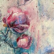 Картины и панно handmade. Livemaster - original item Pink Magnolia painting, mix media collage. Handmade.