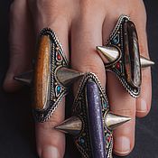 Украшения handmade. Livemaster - original item Horned ring with a stone. Handmade.