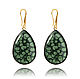 Earrings drops dark green classic 'Emerald tears', Earrings, Moscow,  Фото №1