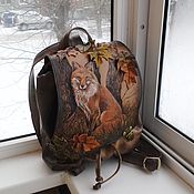 Сумки и аксессуары handmade. Livemaster - original item Backpack leather with engraving and painting to order for Nina.. Handmade.