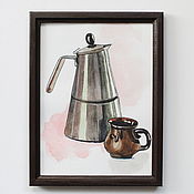 Картины и панно handmade. Livemaster - original item Watercolor drawing Coffee cup. Handmade.