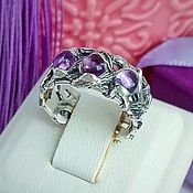 Комплект "Лоза" кольцо + серьги, серебро, лунный камень