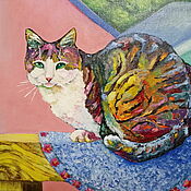 Картины и панно handmade. Livemaster - original item Oil painting with Marquis`s cat. Handmade.