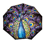 Зонт голубой женский складной, зонт-трость с рисунком Фотограф