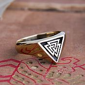 Украшения handmade. Livemaster - original item THE RING WILL VALKNUT. Odin`s Ring. Ring with runes. bronze silver.. Handmade.