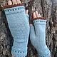  Knitted mitts with cloves mint/brown, Mitts, Bataysk,  Фото №1