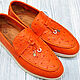 Slip-ons made of genuine strusa leather, in orange color. Slip-ons. SHOES&BAGS. My Livemaster. Фото №6