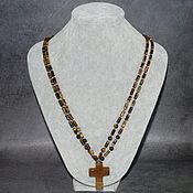 Украшения handmade. Livemaster - original item Double row necklace with natural tiger eye pendant. Handmade.
