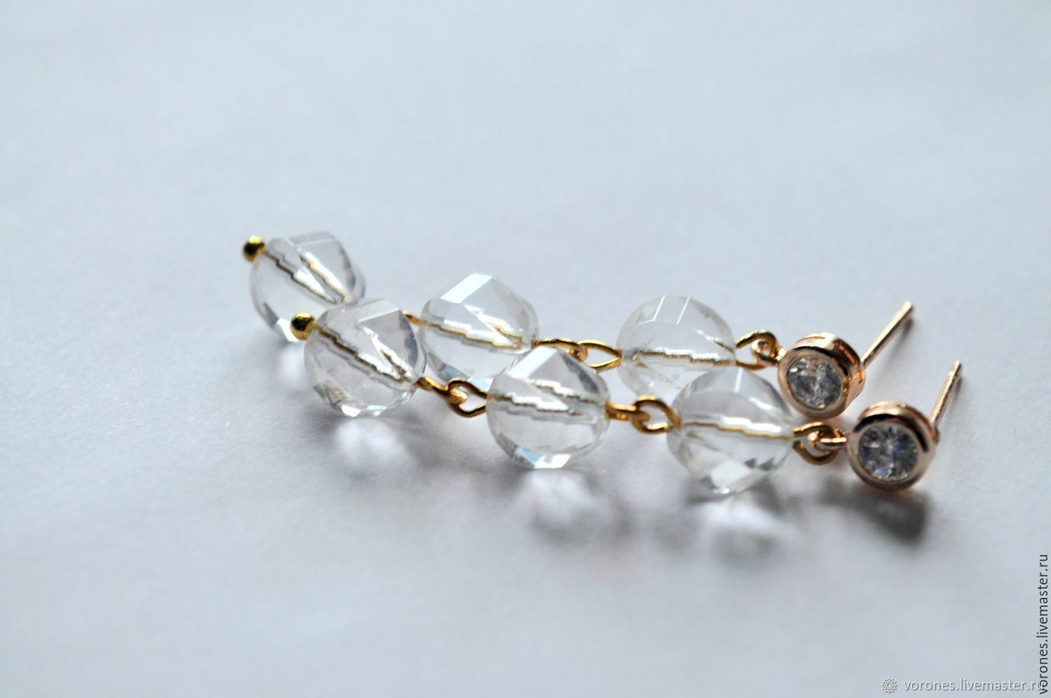 Earrings encrusted with crystal, Earrings, Podolsk,  Фото №1
