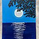 Картина акрилом, холст на картоне. «Лунная ночь». Картины. Алена Клякса. Интернет-магазин Ярмарка Мастеров.  Фото №2