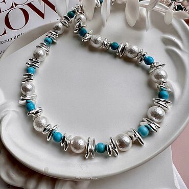 Украшения ручной работы. Ярмарка Мастеров - ручная работа КОЛЬЕ ЧОКЕР ИЗ ГЕМАТИТА ТУРКВЕНИТА МАЙОРКИ подарок девушке подруге. Handmade.