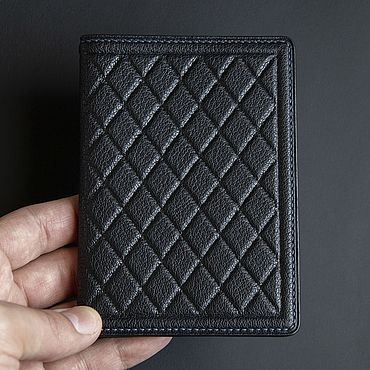 Сумки ручной работы. Ярмарка Мастеров - ручная работа Черная обложка на паспорт "Ромбы". Handmade.