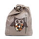 Order Bag Cappuccino Taup Bag with Applique Owl Autumn Bag. BagsByKaterinaKlestova (kklestova). Livemaster. . Sacks Фото №3