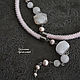 Open necklace made of rose quartz and river pearls powdery. Necklace. gershman. My Livemaster. Фото №4