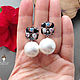 Stylish earrings with cotton pearls, Earrings, St. Petersburg,  Фото №1