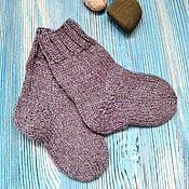 Аксессуары handmade. Livemaster - original item Knitted socks for children, wool socks for kids, purple socks. Handmade.