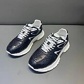 Обувь ручной работы handmade. Livemaster - original item Sneakers made of genuine ostrich leather, in dark blue color!. Handmade.