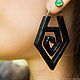 Large earrings made of black wood with fittings made of titanium, Earrings, Moscow,  Фото №1