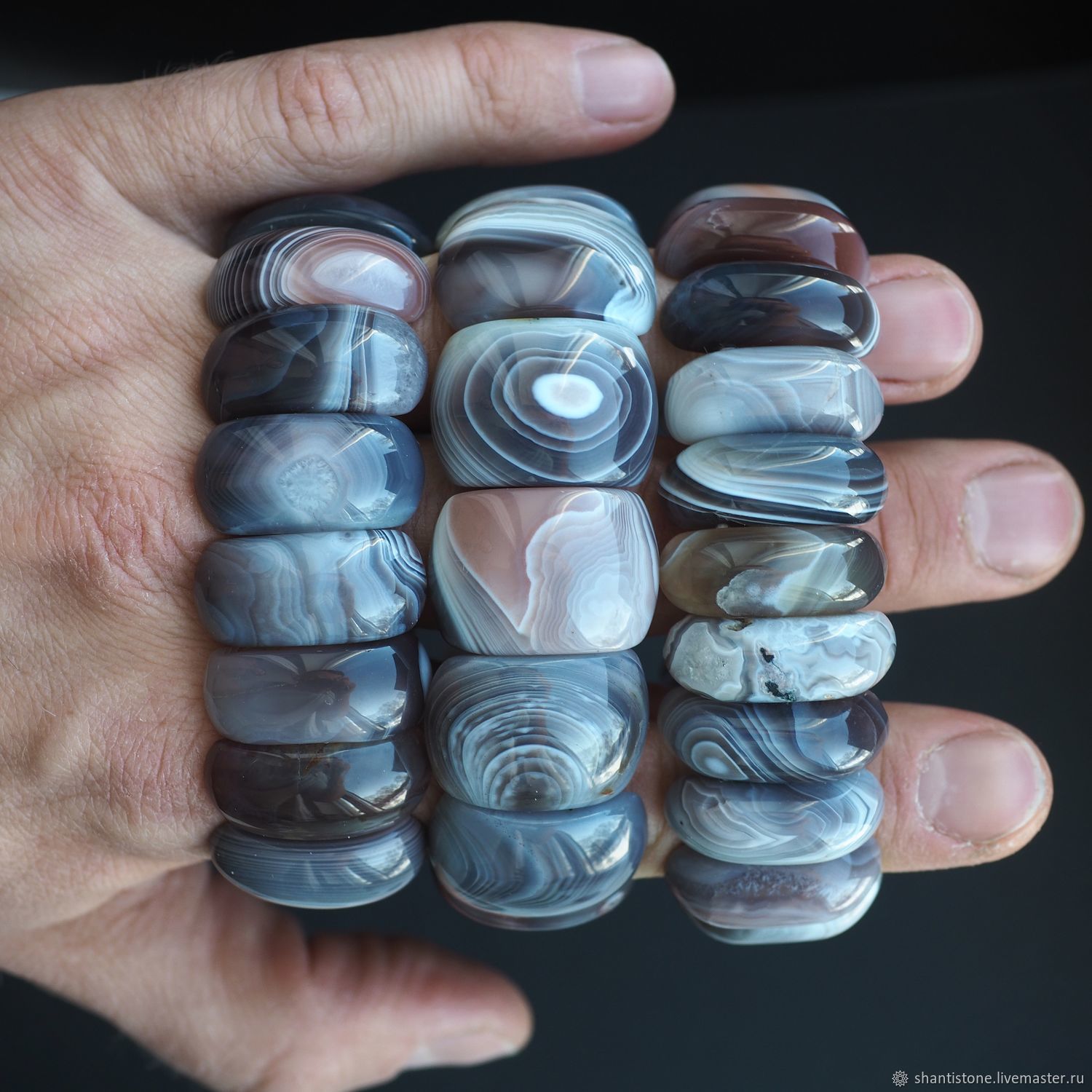 Ботсванский агат браслеты – купить на Ярмарке Мастеров – O8IOARU ...