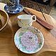 Кофейная пара, чашка с блюдцем Кинцуги Пион. Чайные пары. Анна Орлова. Дом с историей.. Интернет-магазин Ярмарка Мастеров.  Фото №2