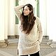 Order Women's Long Knitted Jumper, Beige Cotton Tunic. Dobryy_vyaz. Livemaster. . Jumpers Фото №3