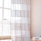 Для дома и интерьера handmade. Livemaster - original item Linen curtains with horizontal inserts and the LINENBURG logo. Handmade.