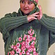 Свитер женский большого размера с ручной вышивкой Лесная поляна, Народные рубахи, Домодедово,  Фото №1