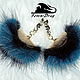Fashion fur two-tone (gradient) black and blue winter earrings, Tassel earrings, Kazan,  Фото №1