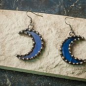 Украшения handmade. Livemaster - original item Moon Earrings Blue-blue Transparent (e-003-01). Handmade.