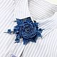 Dance Of The Roses. blue. brooch made of genuine leather. Brooches. ms. Decorator. Online shopping on My Livemaster.  Фото №2